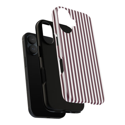 Tough Premium Burgundy Stripes Phone Case Gift for Her - For Apple iPhone 16 Pro Max 16e iPhone 15 Pro iPhone Iphone 14 Plus 13 Pro 12 SE XR - Studio40ParkLane