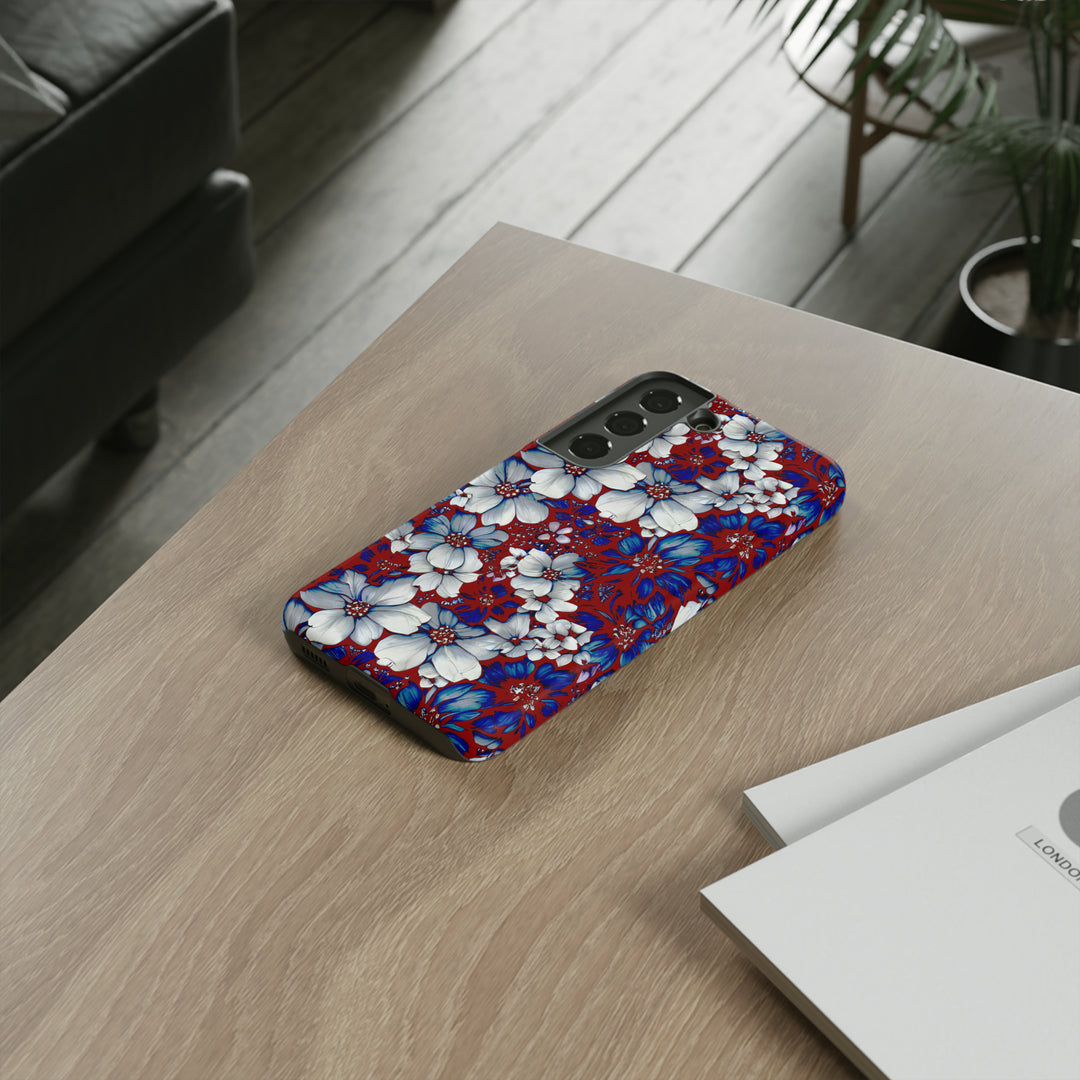 Cute Samsung Phone Case | Aesthetic Samsung Phone Case | Galaxy S23, S22, S21, S20 | Red Blue Flowers, Protective Phone Case - Studio40ParkLane