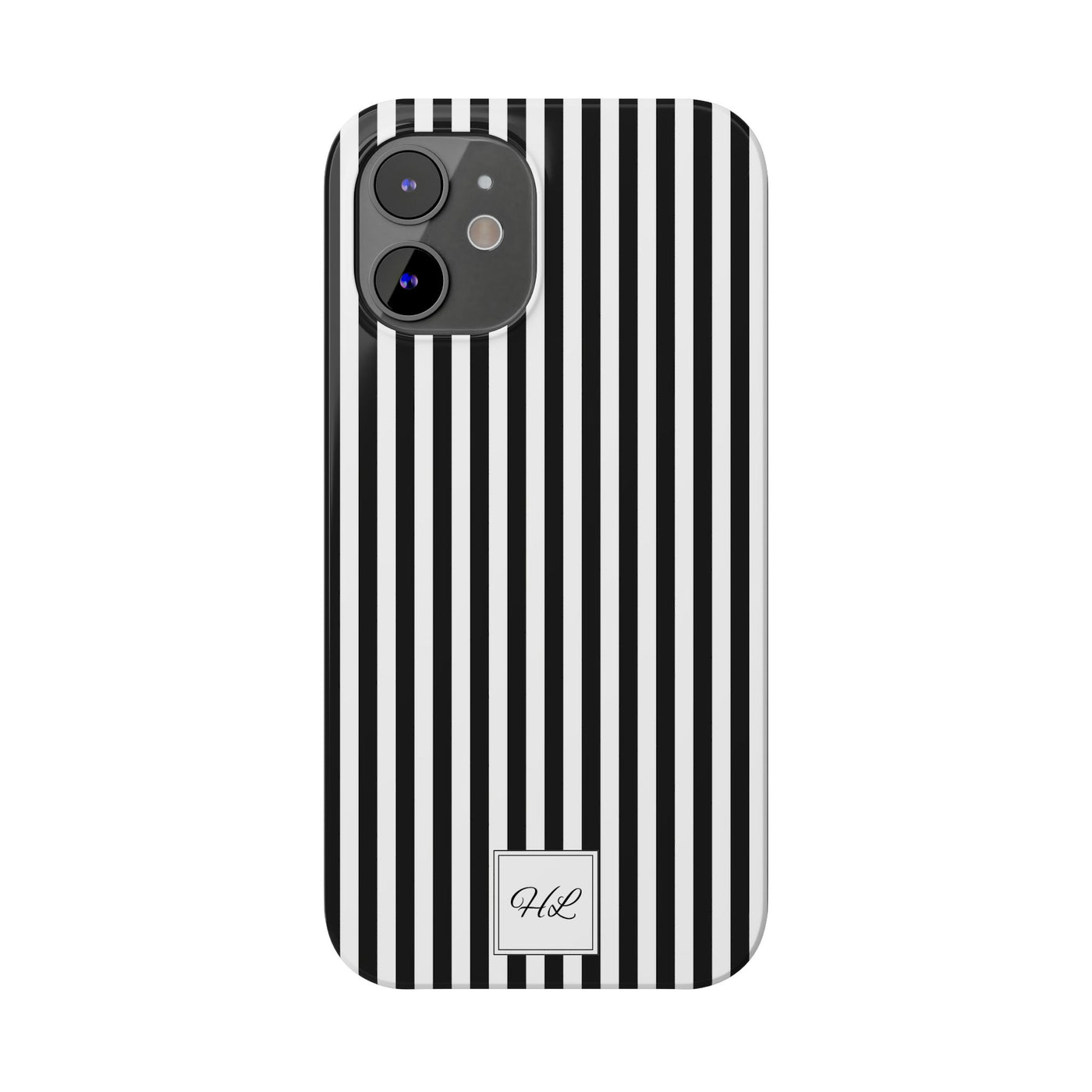 Slim Custom Personalized Black White Striped Phone Case for Iphone 16 - | iPhone 15 Pro Max Case | iPhone 14 Case Iphone 13 12 11 10 9 8 - Studio40ParkLane