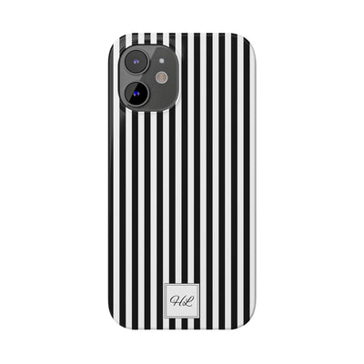 Slim Custom Personalized Black White Striped Phone Case for Iphone 16 - | iPhone 15 Pro Max Case | iPhone 14 Case Iphone 13 12 11 10 9 8 - Studio40ParkLane