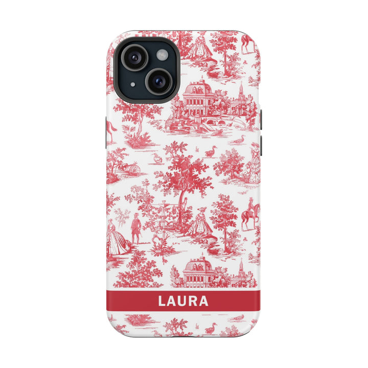 Magsafe French Toile Personalized Initial Custom Gift for Her Cute Phone Cases for Iphone 16 Pro Max | iPhone 15 Case | iPhone 15 Pro Max Case, Iphone 14, 13, 12, 11, 10, 8, 7 - Studio40ParkLane