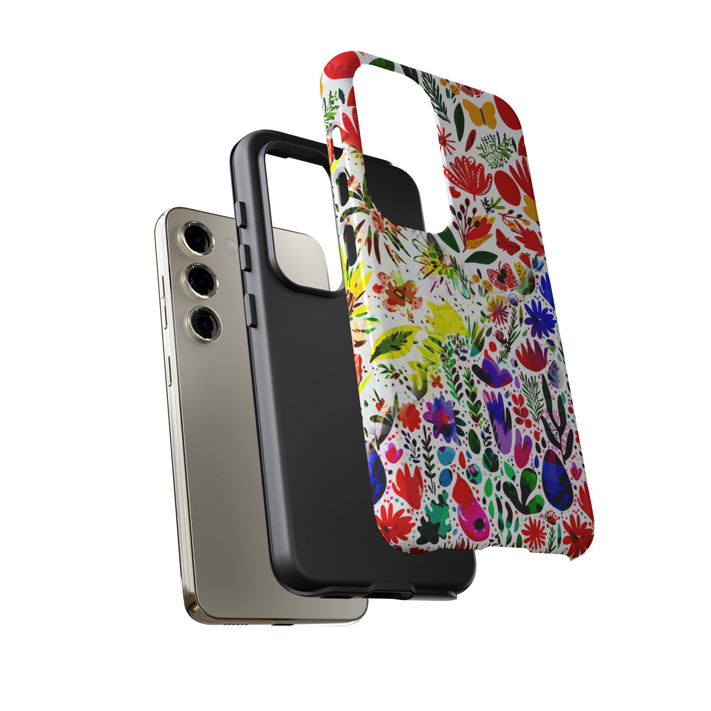 Impact Resistant, Colored Flowers, Cute Phone Cases for Samsung S24, S23, S22, S21, IPhone 15 pro Iphone 14 pro Iphone 13 IPhone 12 Iphone 11