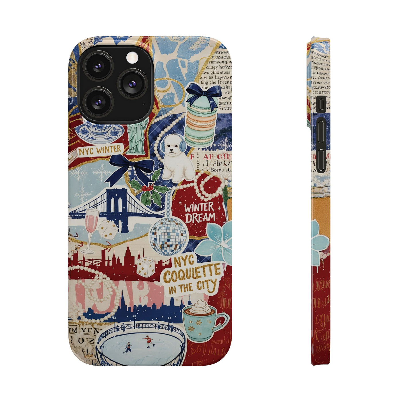Slim New York Winter Coquette Collage Cute Phone Case for Iphone 16 - | iPhone 15 Pro Max Case | iPhone 14 Case Iphone 13 12 11 10 9 8 7 X - Studio40ParkLane