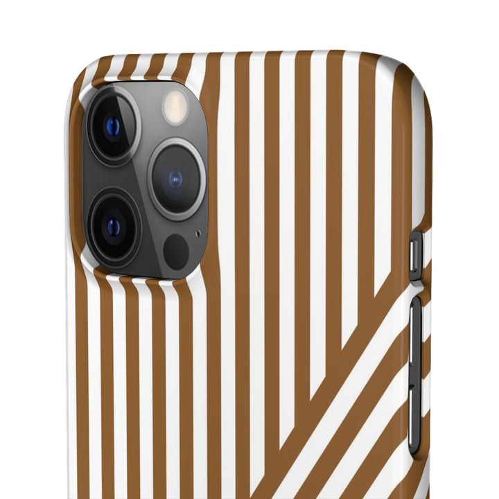 Aesthetic Mocha Brown Stripes Cute Phone Case Sleek Snap - For iPhone 17 Pro Max iPhone 16 Pro iPhone 15 Iphone 14 Plus 13 Pro 12 11 10 Gift - Studio40ParkLane