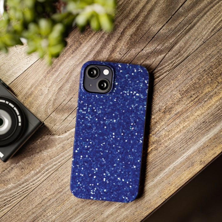 Slim Blue Muted Faux Play on Glitter Effect Cute Phone Cases for Iphone 16 Pro Max | iPhone 15 Case | iPhone 15 Pro Max Case, Iphone 14, Iphone 14 Pro Max, Iphone 13 12 11 8 7 - Studio40ParkLane