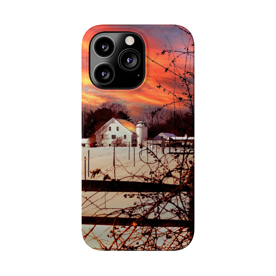 Slim Cute Phone Cases for Iphone - | iPhone 15 Case | iPhone 15 Pro Max Case, Iphone 14 Case, Iphone 14 Pro Max, Iphone 13, New England Winter Sunset - Studio40ParkLane