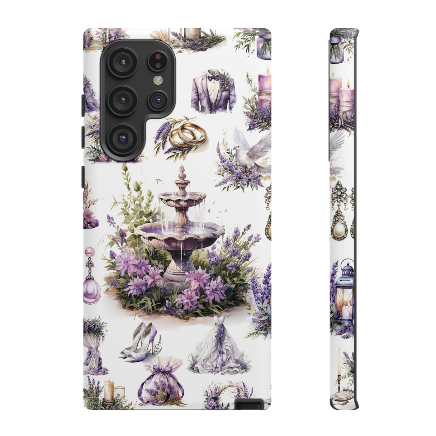 Impact Resistant, Lavender Wedding, Cute Phone Cases for Samsung S24, S23, S22, S21, IPhone 15 pro Iphone 14 pro Iphone 13 IPhone 12 Iphone 11