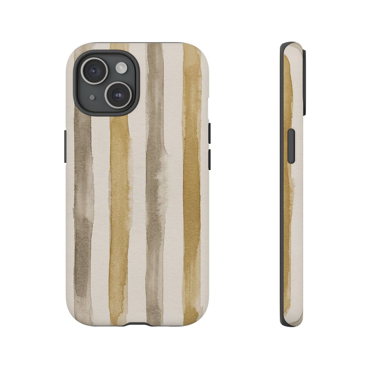 Tough Cute Brown Beige Stripes Phone Case, for IPhone 17 Pro Max | Iphone 17 Air, Iphone 16, IPhone 15, 14 13 12, Samsung Galaxy S26, S25, S24, S23 - Studio40ParkLane