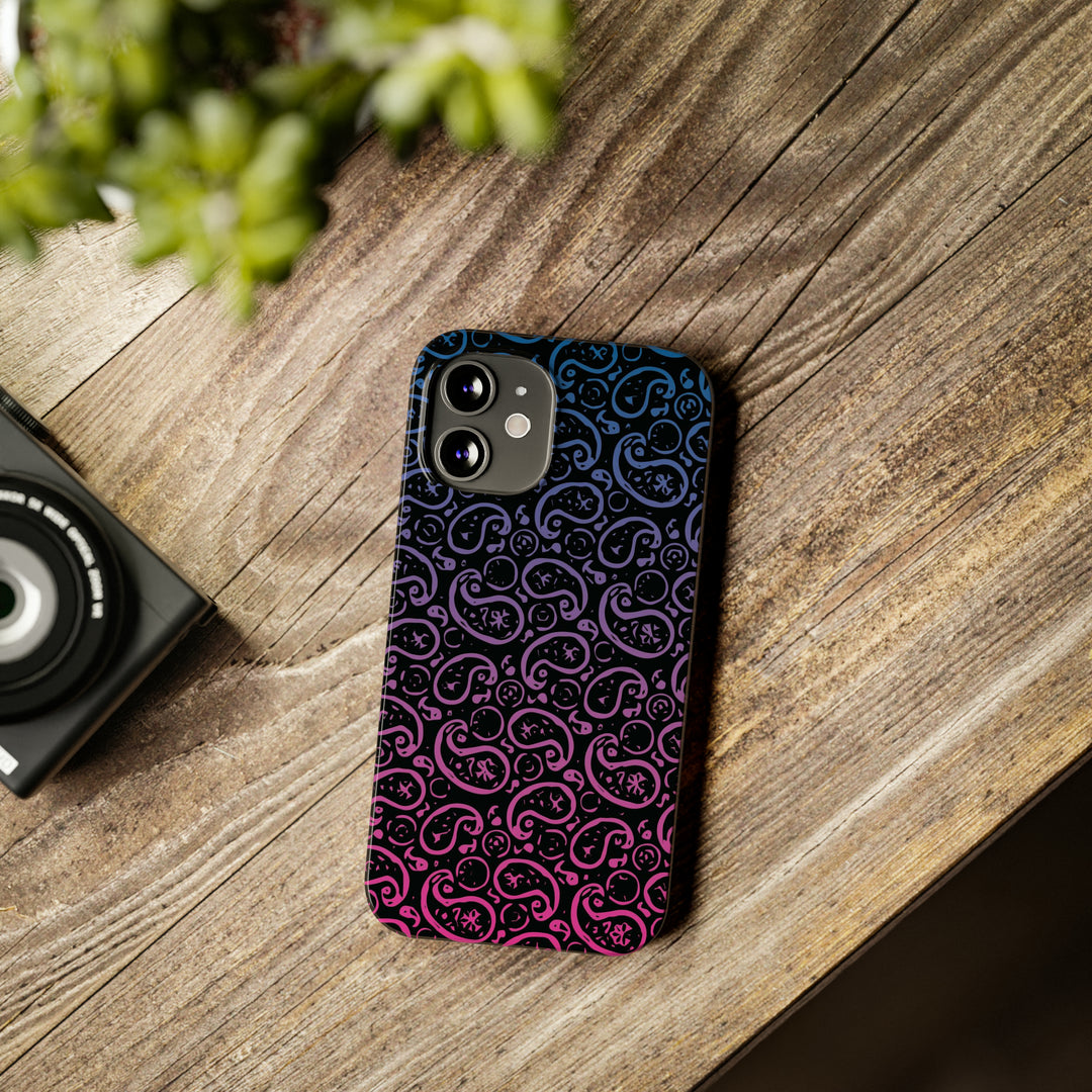 Slim Cute Phone Cases for Iphone - | iPhone 15 Case | iPhone 15 Pro Max Case, Iphone 14 Case, Iphone 14 Pro Max, Iphone 13, Paisley Blue Pink Black - Studio40ParkLane