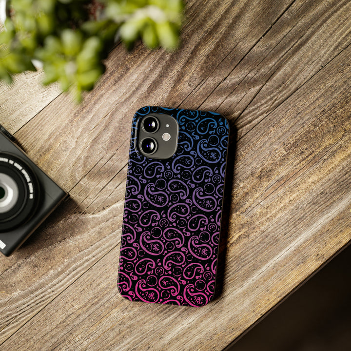 Slim Cute Phone Cases for Iphone - | iPhone 15 Case | iPhone 15 Pro Max Case, Iphone 14 Case, Iphone 14 Pro Max, Iphone 13, Paisley Blue Pink Black - Studio40ParkLane