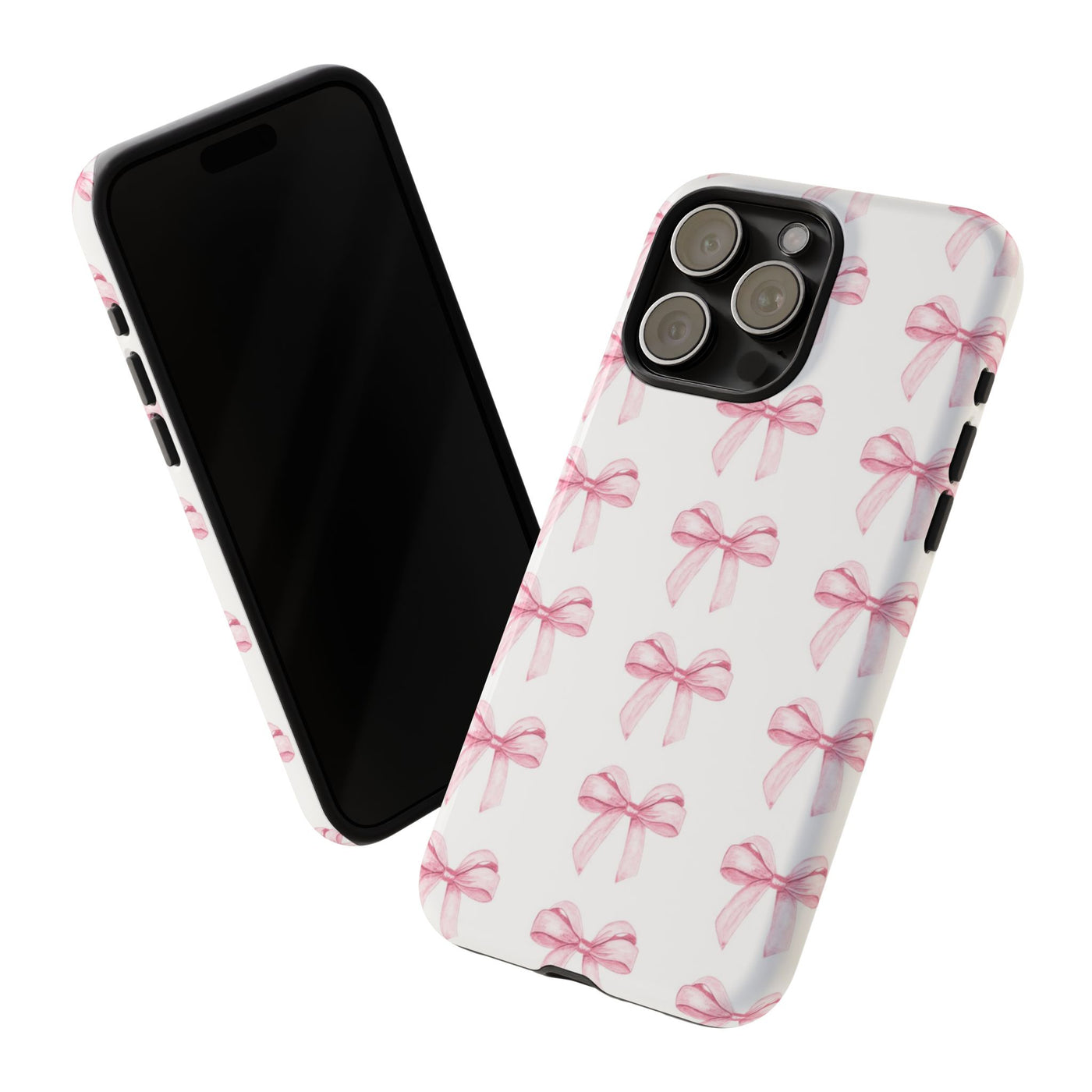 Pink Bows Cute Phone Case, for IPhone 16 Pro Max | Iphone 15, Iphone 14, IPhone 13 Case, 11 8 7, Samsung Galaxy S24, S23, S22, S21, 2 Layer Protection