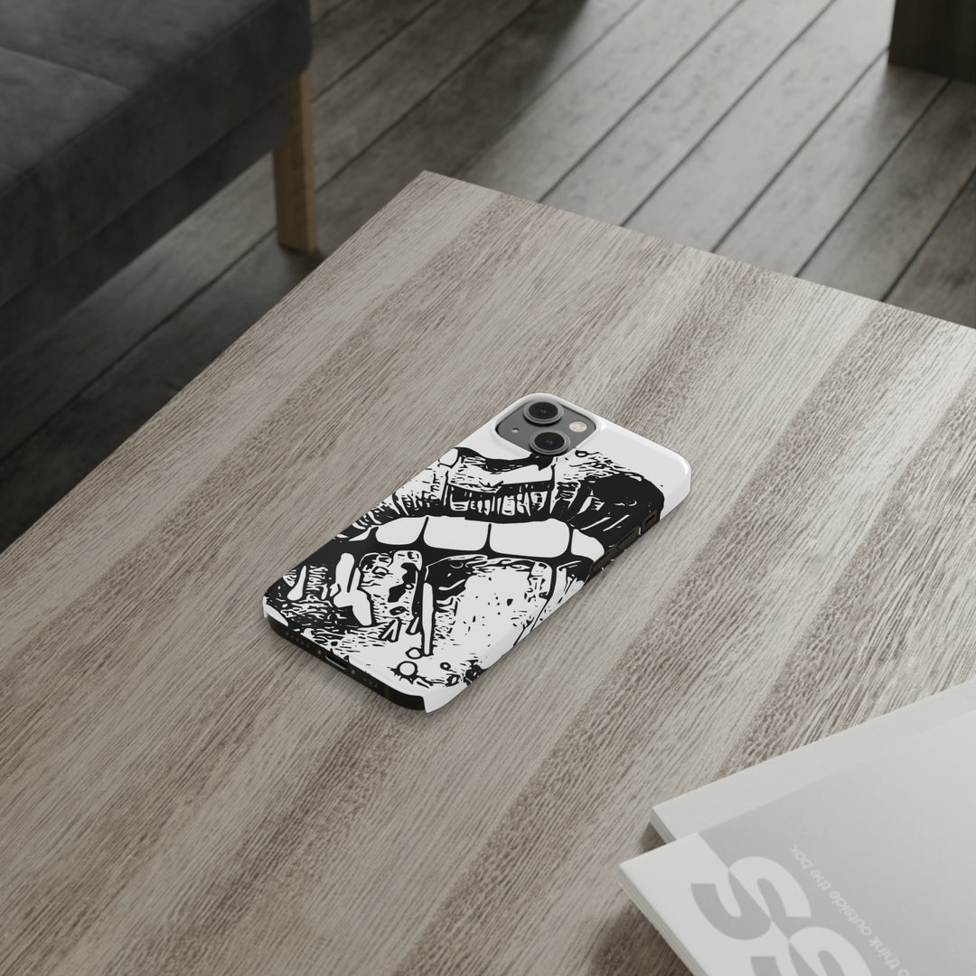 Slim Cute Phone Cases for Iphone - | iPhone 15 Case | iPhone 15 Pro Max Case, Iphone 14 Case, Iphone 14 Pro Max, Iphone 13, Smile Lips Black and White - Studio40ParkLane