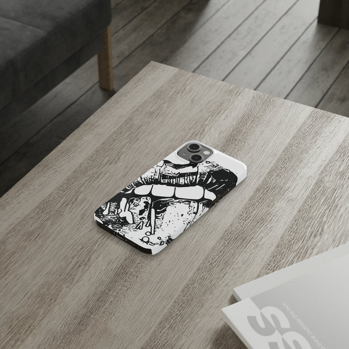 Slim Cute Phone Cases for Iphone - | iPhone 15 Case | iPhone 15 Pro Max Case, Iphone 14 Case, Iphone 14 Pro Max, Iphone 13, Smile Lips Black and White - Studio40ParkLane