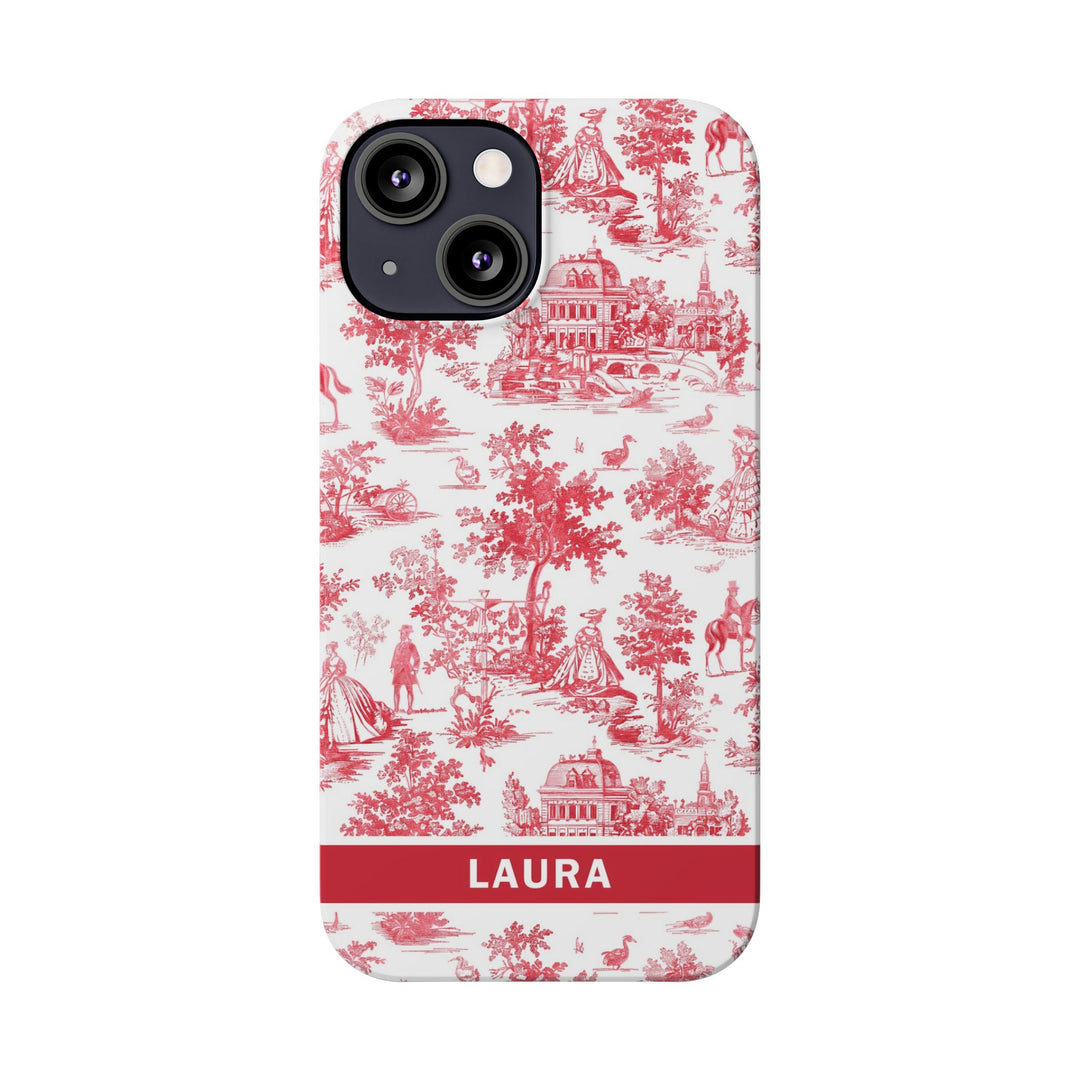 Slim French Toile Personalized Initial Custom Gift for Her Cute Phone Cases for Iphone 16 Pro Max | iPhone 15 Case | iPhone 15 Pro Max Case, Iphone 14, 13, 12, 11, 10, 8, 7 - Studio40ParkLane