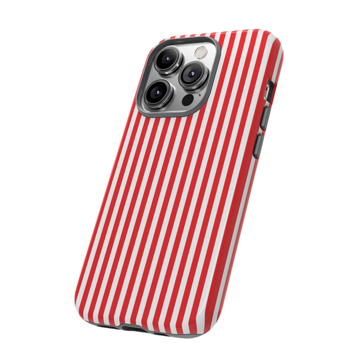 Tough Premium Poppy Red Stripes Phone Case Gift for Her - For Apple iPhone 16 Pro Max 16e iPhone 15 Pro iPhone Iphone 14 Plus 13 Pro 12 SE XR - Studio40ParkLane