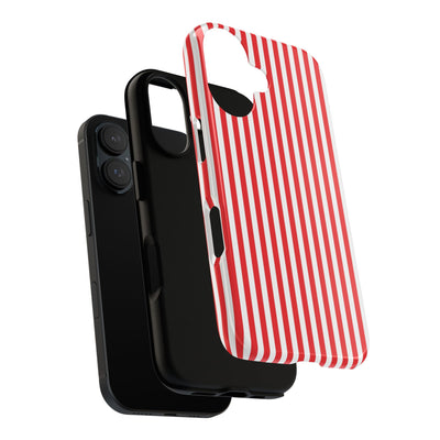 Tough Premium Poppy Red Stripes Phone Case Gift for Her - For Apple iPhone 16 Pro Max 16e iPhone 15 Pro iPhone Iphone 14 Plus 13 Pro 12 SE XR - Studio40ParkLane