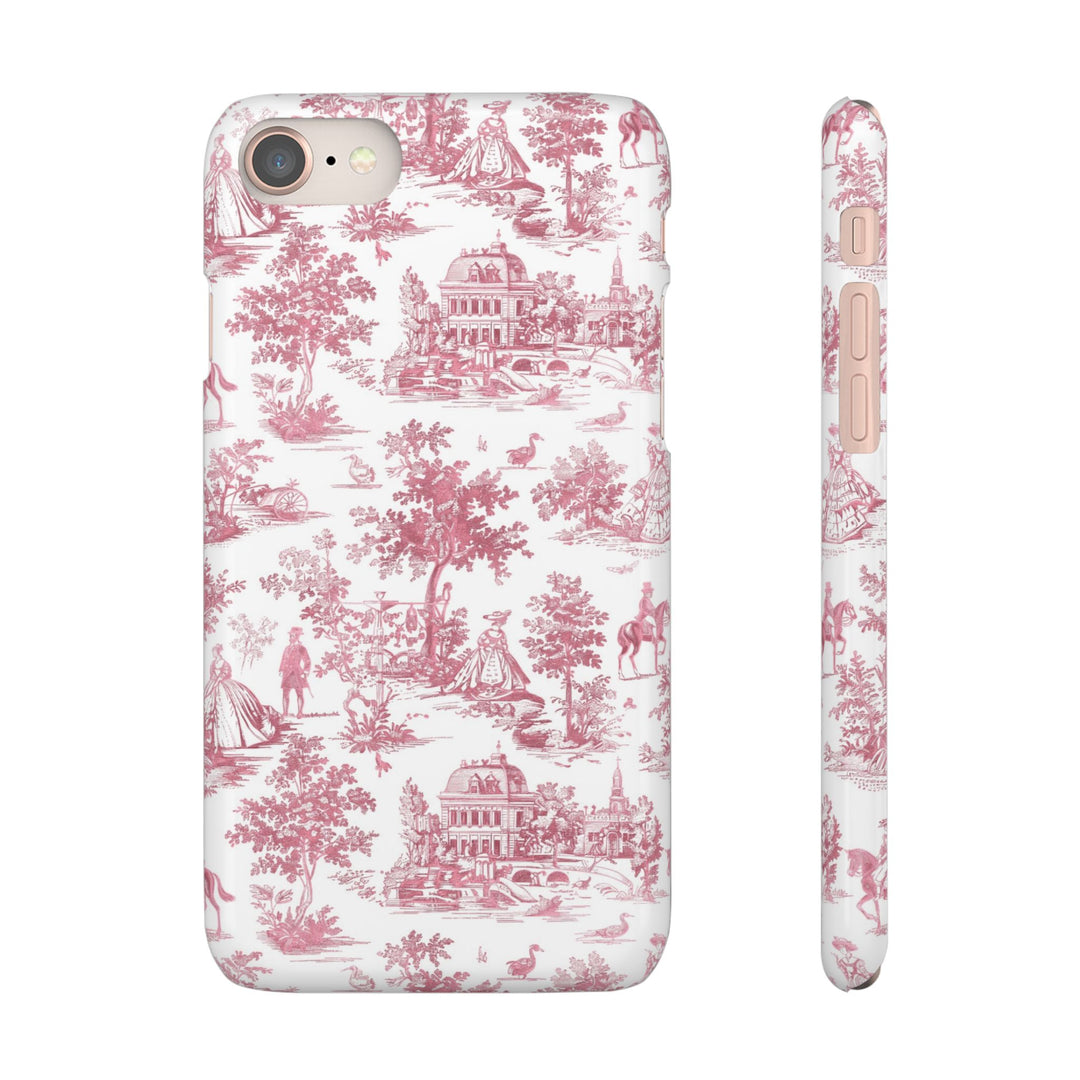 Sleek Snap Pink French Toile Cute Phone Case for iPhone 16 15 14 13 12 11 X Xs Max Xr Pro Plus Samsung Galaxy S24 S23 S22 S21 S20 Note Ultra