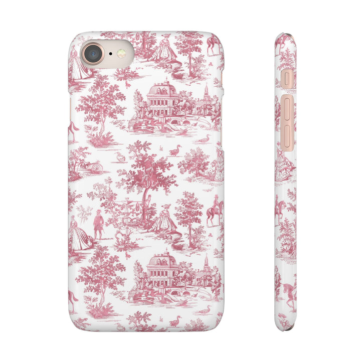 Sleek Snap Pink French Toile Cute Phone Case for iPhone 16 15 14 13 12 11 X Xs Max Xr Pro Plus Samsung Galaxy S24 S23 S22 S21 S20 Note Ultra
