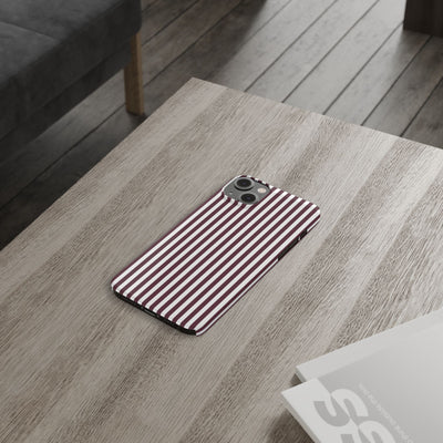 Slim Burgundy Wine Striped Cute Phone Case for Iphone 16 - | iPhone 15 Pro Max Case | iPhone 14 Case Iphone 13 12 11 10 9 8 7 Gift for Her - Studio40ParkLane
