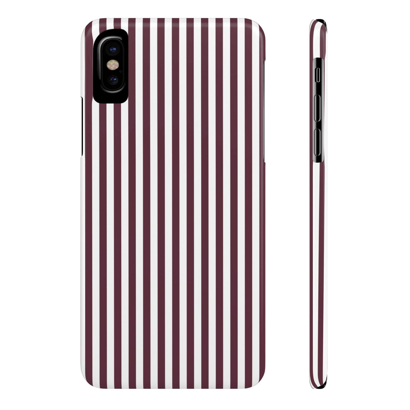 Slim Burgundy Wine Striped Cute Phone Case for Iphone 16 - | iPhone 15 Pro Max Case | iPhone 14 Case Iphone 13 12 11 10 9 8 7 Gift for Her - Studio40ParkLane