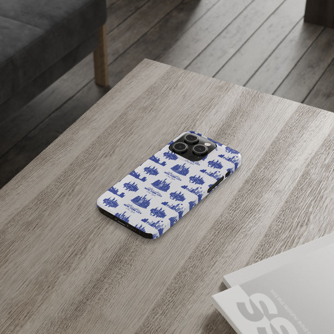 Slim New York Skyline Blue Collage Coquette Gift for Her Cute Phone Cases for Iphone 16 Pro Max | iPhone 15 Case | iPhone 15 Pro Max Case, Iphone 14, Iphone 14 Pro Max, Iphone 13 12 11 8 7 - Studio40ParkLane