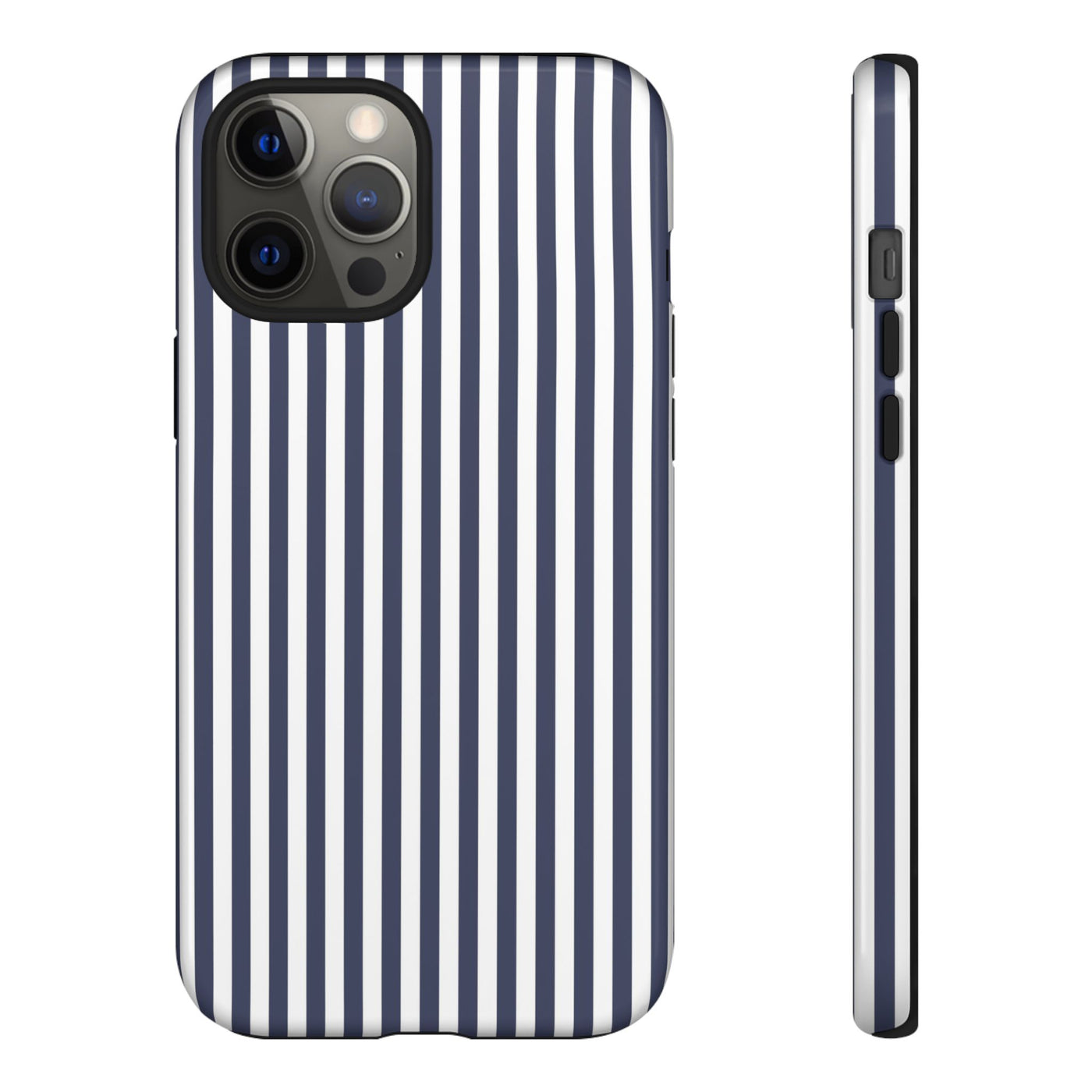 Tough Premium Navy Blue Stripes Phone Case Gift for Her - For Apple iPhone 16 Pro Max 16e iPhone 15 Pro iPhone Iphone 14 Plus 13 Pro 12 SE XR - Studio40ParkLane