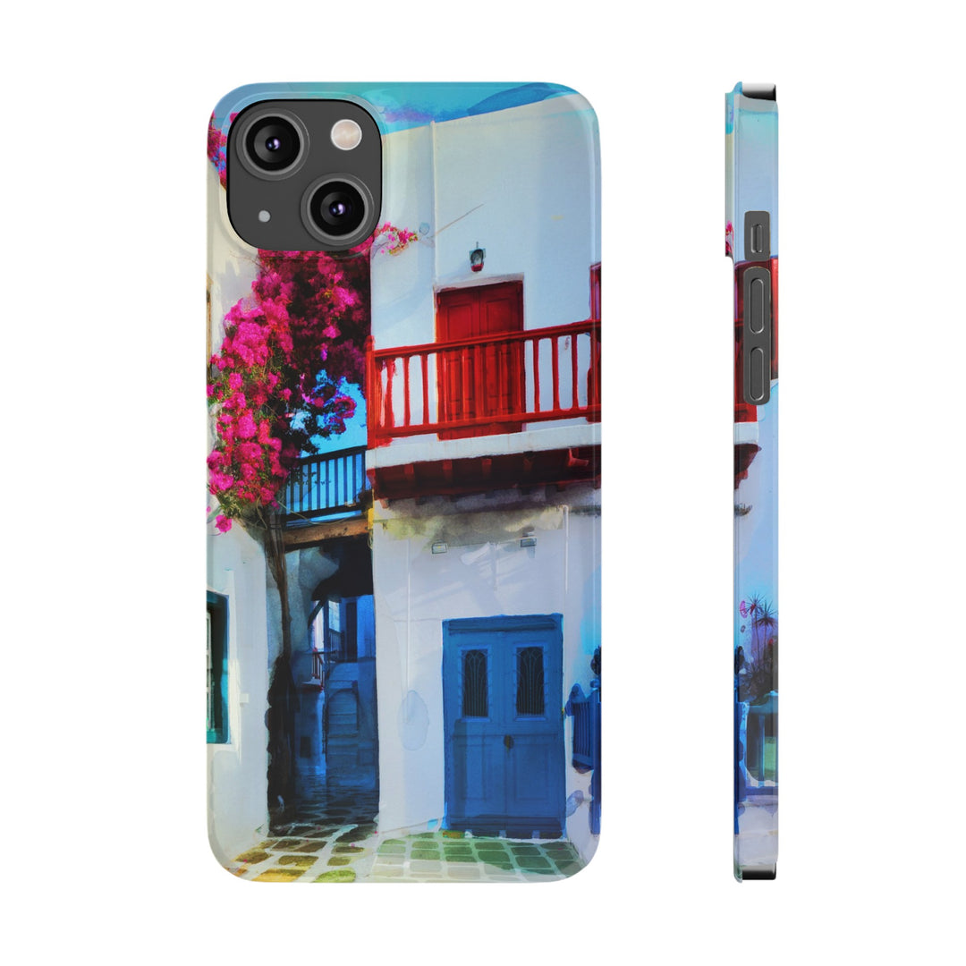 Slim Cute Phone Cases for Iphone | iPhone 15 Case | iPhone 15 Pro Max Case, Iphone 14, Iphone 14 Pro Max, Iphone 13, Colorful Greek Alley Watercolor - Studio40ParkLane