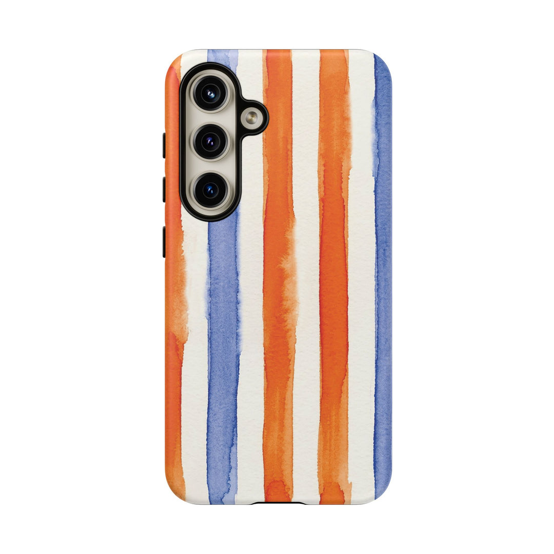 Tough Cute Blue Orange Stripes Phone Case, for IPhone 17 Pro Max | Iphone 17 Air, Iphone 16, IPhone 15, 14 13 12, Samsung Galaxy S26, S25, S24, S23 - Studio40ParkLane