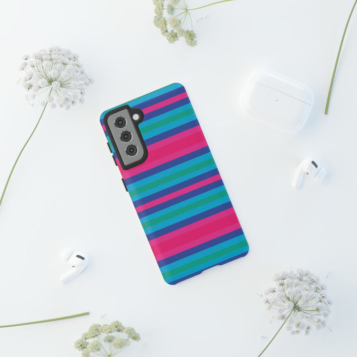 Cute Samsung Phone Case | Aesthetic Samsung Phone Case | Stripes Blue Pink | Galaxy S23, S22, S21, S20 | Luxury Double Layer | Cool - Studio40ParkLane