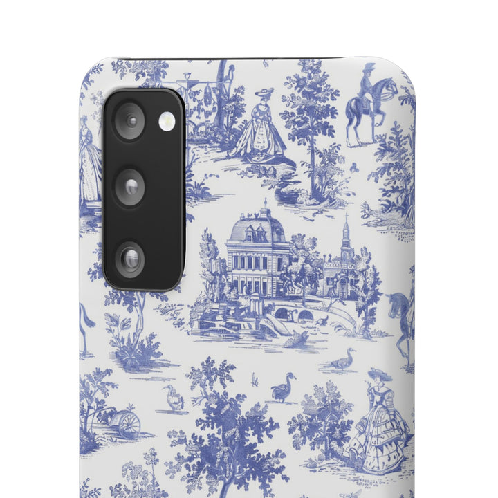 Sleek Snap Blue French Toile Cute Phone Case for iPhone 16 15 14 13 12 11 X Xs Max Xr Pro Plus Samsung Galaxy S24 S23 S22 S21 S20 Note Ultra