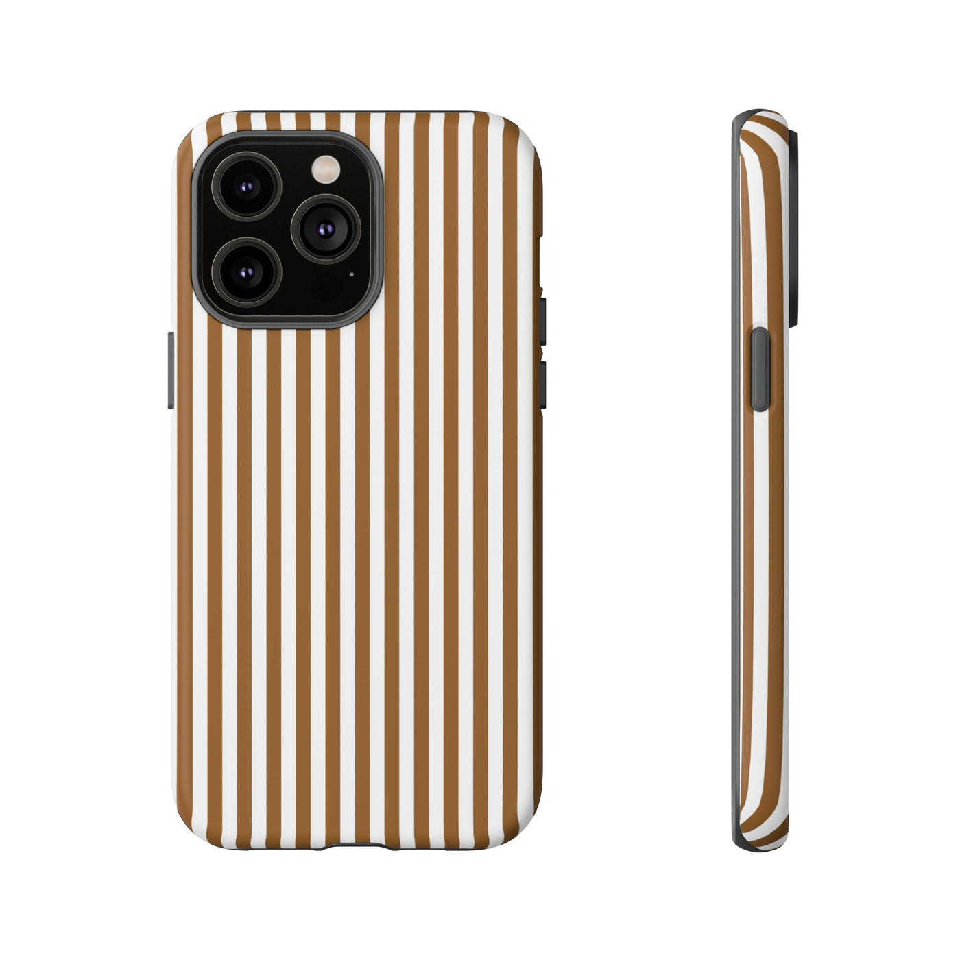 Tough Premium Mocca Brown Stripes Phone Case Gift for Her - For Apple iPhone 16 Pro Max 16e iPhone 15 Pro iPhone Iphone 14 Plus 13 Pro 12 SE XR - Studio40ParkLane