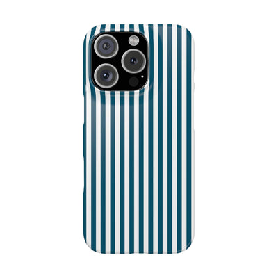 Slim Teal Blue Striped Cute Phone Case for Iphone 16 - | iPhone 15 Pro Max Case | iPhone 14 Case Iphone 13 12 11 10 9 8 7 X XS Gift for Her - Studio40ParkLane