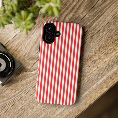 Tough Premium Poppy Red Stripes Phone Case Gift for Her - For Apple iPhone 16 Pro Max 16e iPhone 15 Pro iPhone Iphone 14 Plus 13 Pro 12 SE XR - Studio40ParkLane