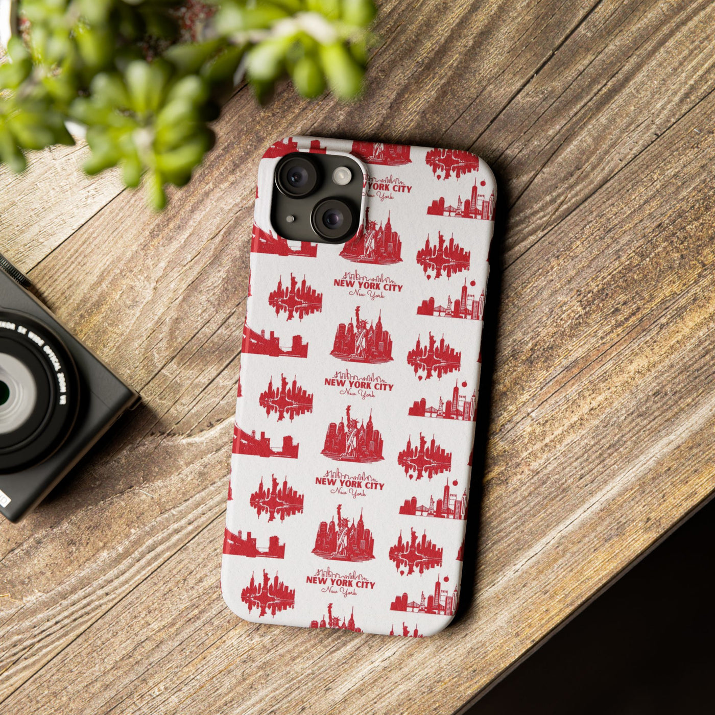 Slim New York Skyline Red Collage Coquette Gift for Her Cute Phone Cases for Iphone 16 Pro Max | iPhone 15 Case | iPhone 15 Pro Max Case, Iphone 14, Iphone 14 Pro Max, Iphone 13 12 11 8 7