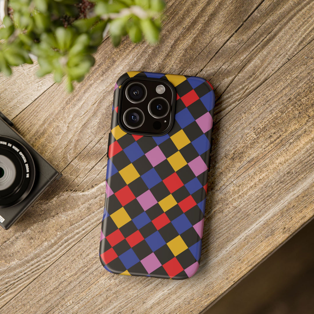 Aesthetic Tough Colorful Checkerboard Phone Case Premium - For iPhone 17 Pro Max iPhone 16 Pro iPhone 15 Iphone 14 Plus 13 Pro 12 11 10 XR - Studio40ParkLane