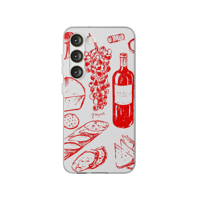 Cute Flexi Phone Cases, French Food Wine Red, Compatible with Samsung Galaxy S23, Samsung S22, Samsung S21, Samsung S20, Galaxy S20 Ultra