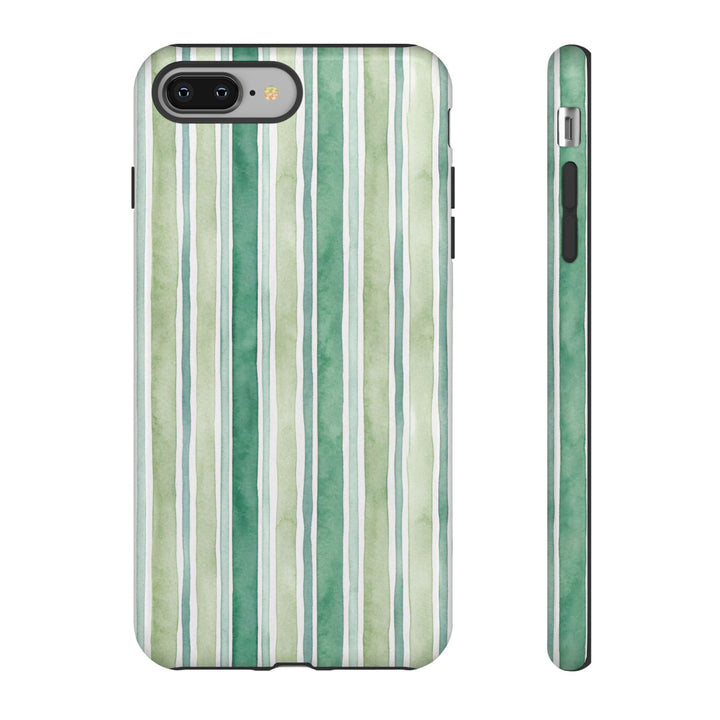 Aesthetic Tough Green Watercolor Stripes Premium Phone Case - For iPhone 17 Pro Max iPhone 16 Pro iPhone 15 Iphone 14 Plus 13 Pro 12 11 10 - Studio40ParkLane