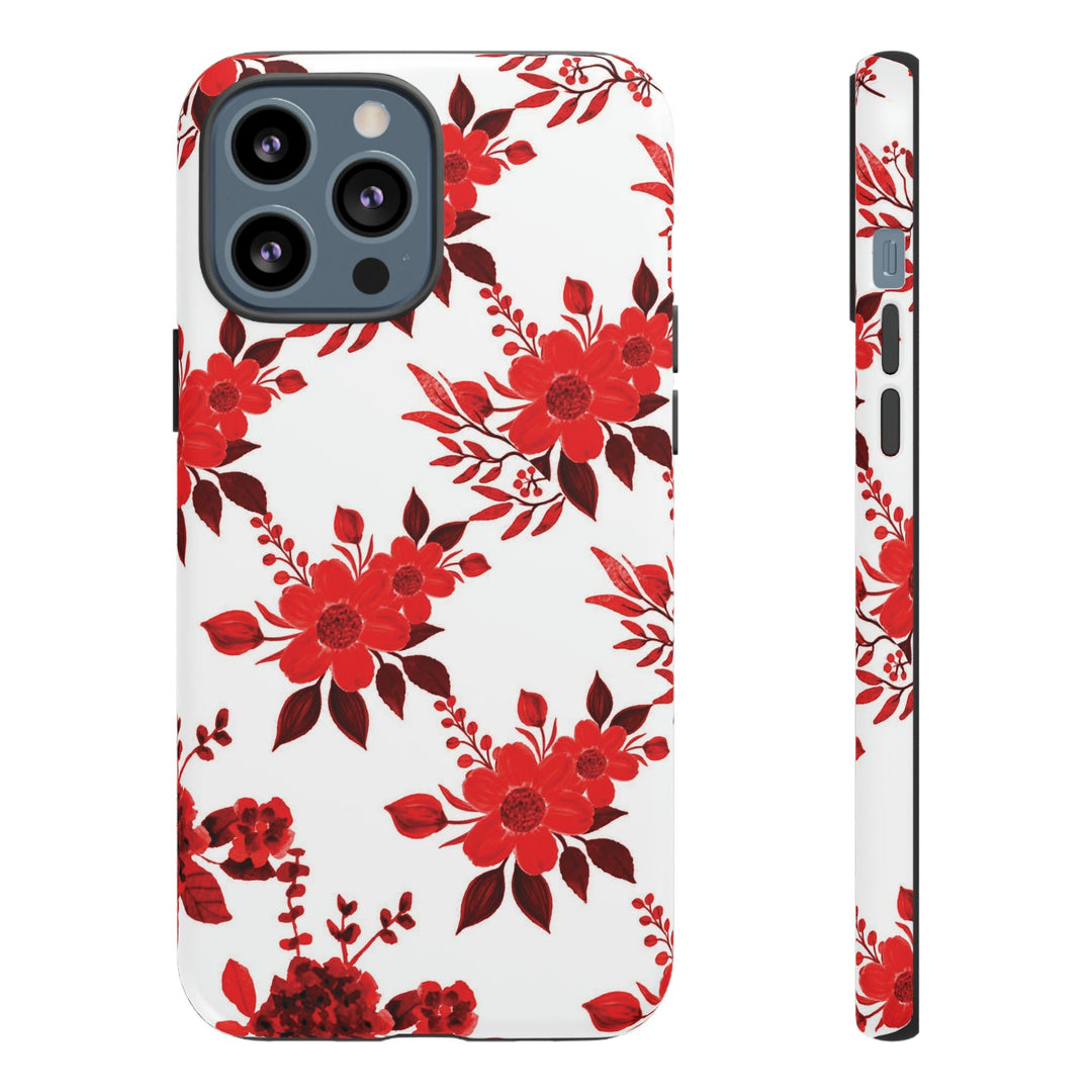 Cute IPhone Case | Red White Flowers, iPhone 15 Case | iPhone 15 Pro Case, Iphone 14 Case, Iphone 14 Pro Max Case, Protective Iphone Case - Studio40ParkLane