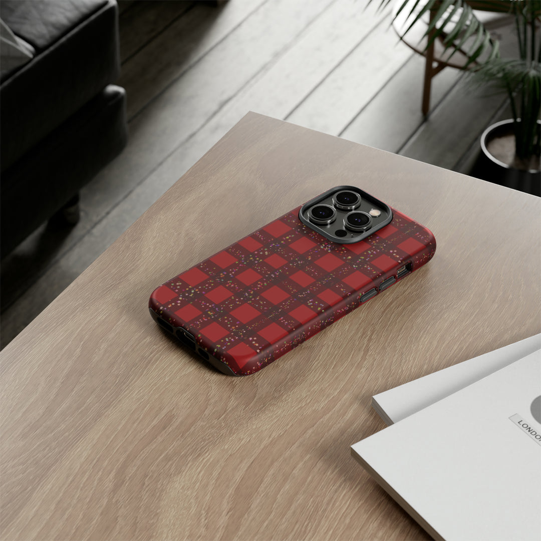 Cute IPhone Case | iPhone 15 Case | iPhone 15 Pro Max Case, Iphone 14 Case, Iphone 14 Pro Max Case IPhone Case for Art Lovers, Red Festive Plaid - Studio40ParkLane
