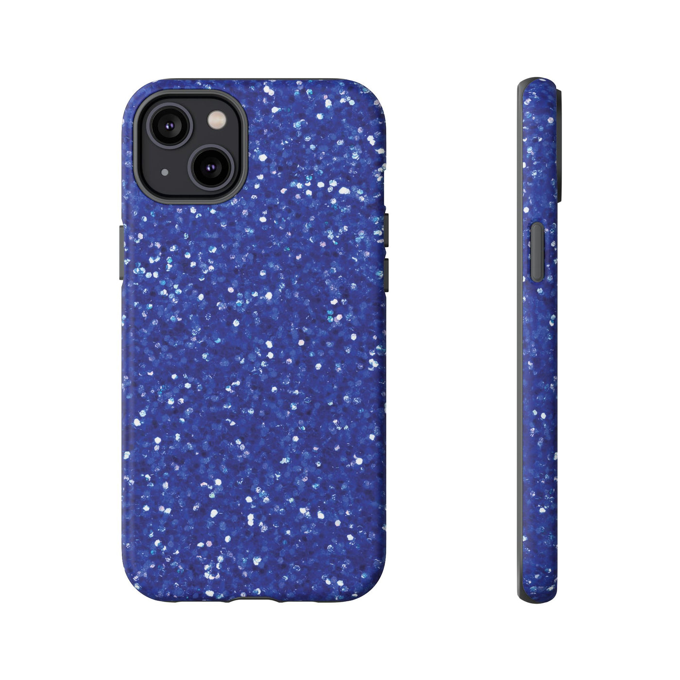 Chic Blue Faux Play on Glitter Effect Cute Phone Case, for IPhone 16 pro Max | Iphone 15, Iphone 14, IPhone 13 Case, 11 8 7, Samsung Galaxy S24, S23, S22, S21, 2 Layer Protection