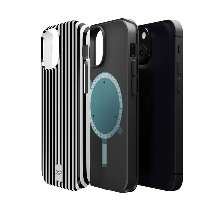 Custom Personalized Black White Striped Magsafe Phone Case for Iphone 17 - | iPhone 16 Pro Max Case | iPhone 15 Case Iphone 14 13 12 11 10 - Studio40ParkLane