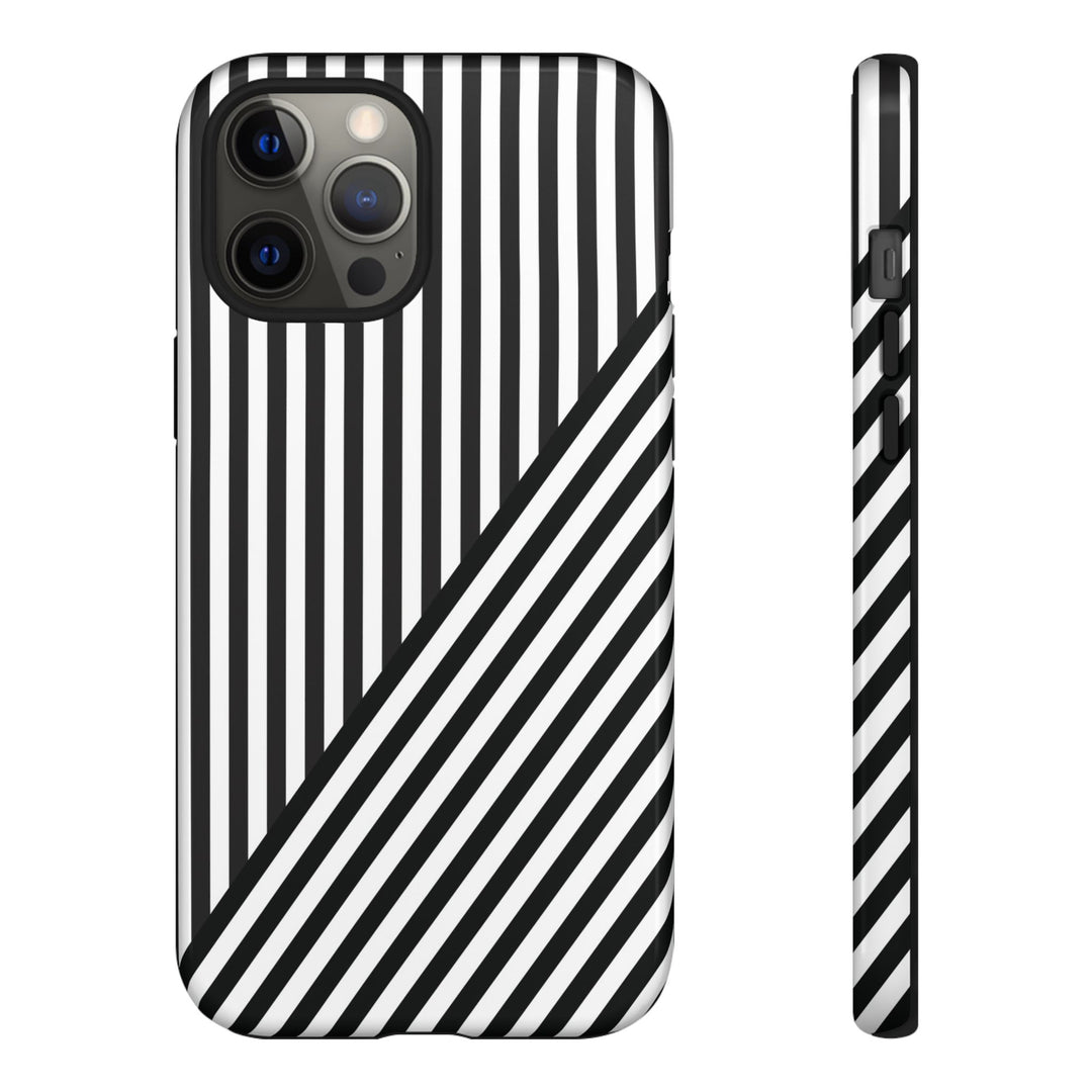 Aesthetic Tough Black White Stripes Phone Case - For iPhone 17 Pro Max iPhone 16 Pro iPhone 15 Iphone 14 Plus 13 Pro 12 11 10 XR - Studio40ParkLane
