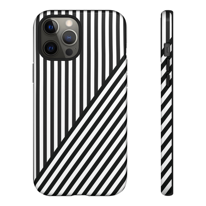 Aesthetic Tough Black White Stripes Phone Case - For iPhone 17 Pro Max iPhone 16 Pro iPhone 15 Iphone 14 Plus 13 Pro 12 11 10 XR - Studio40ParkLane