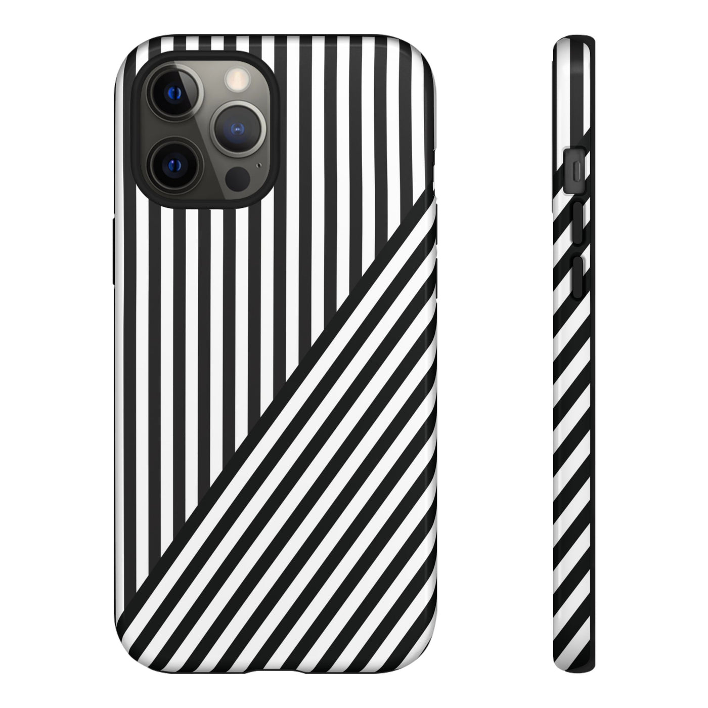 Aesthetic Tough Black White Stripes Phone Case - For iPhone 17 Pro Max iPhone 16 Pro iPhone 15 Iphone 14 Plus 13 Pro 12 11 10 XR - Studio40ParkLane