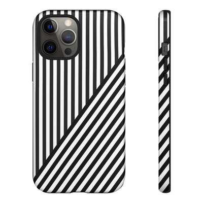 Aesthetic Tough Black White Stripes Phone Case - For iPhone 17 Pro Max iPhone 16 Pro iPhone 15 Iphone 14 Plus 13 Pro 12 11 10 XR - Studio40ParkLane