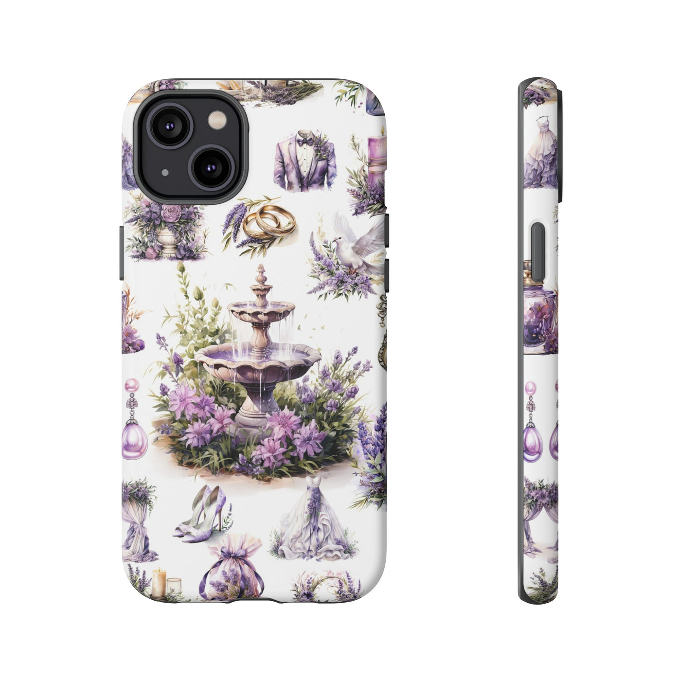 Impact Resistant, Lavender Wedding, Cute Phone Cases for Samsung S24, S23, S22, S21, IPhone 15 pro Iphone 14 pro Iphone 13 IPhone 12 Iphone 11