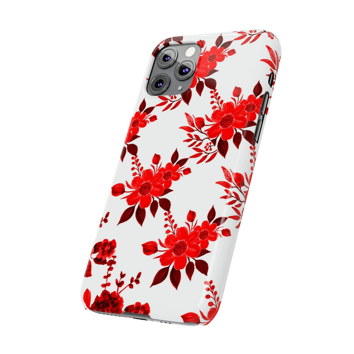 Slim Cute Phone Cases for Iphones - | iPhone 15 Case | iPhone 15 Pro Max Case, Iphone 14 Case, Iphone 14 Pro Max, Iphone 13, Red White Flowers - Studio40ParkLane