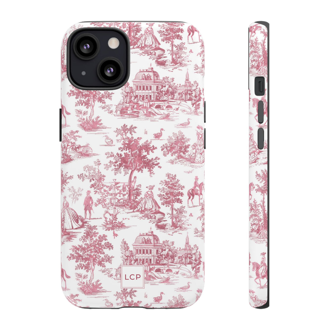 Personalized Custom French Toile Tough Cute Phone Case For Apple iPhone 18, 17, 16, 15 14, Pro Max, Samsung Galaxy S26, S25, S24 Plus Ultra