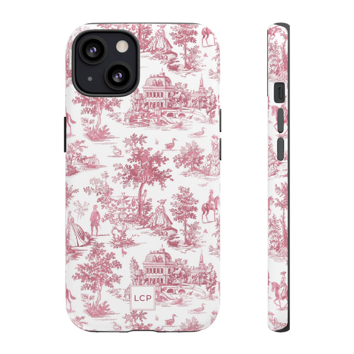 Personalized Custom French Toile Tough Cute Phone Case For Apple iPhone 18, 17, 16, 15 14, Pro Max, Samsung Galaxy S26, S25, S24 Plus Ultra