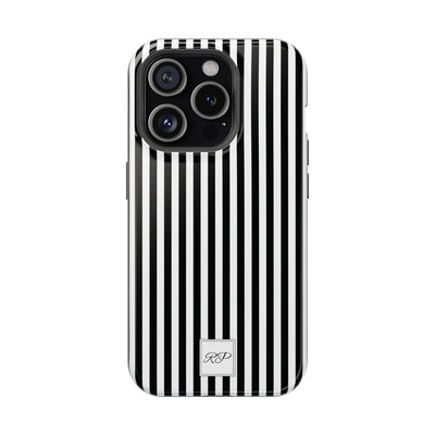 Custom Personalized Black White Striped Magsafe Phone Case for Iphone 17 - | iPhone 16 Pro Max Case | iPhone 15 Case Iphone 14 13 12 11 10 - Studio40ParkLane
